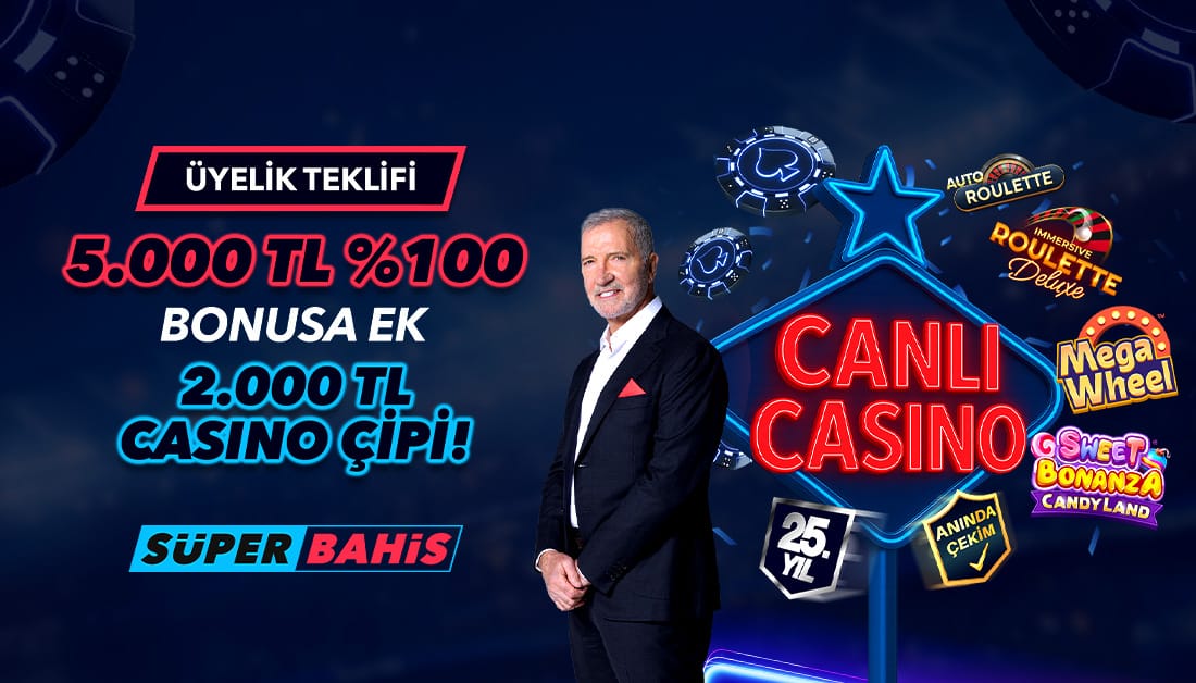 Süperbahis CanlıCasino Hoşgeldin Bonusu 5000 TL + Casino Çipi